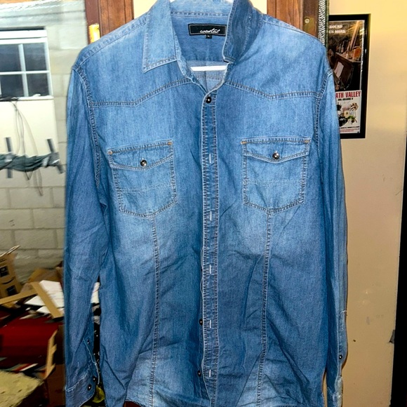 Coastal denim long sleeve button down shirt l/s - Picture 1 of 5